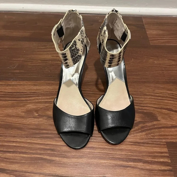KORS Michael Kors Shoes - Michael Kors Black Peep Toe Snakeskin Ankle Cuff and Heel Size 8M